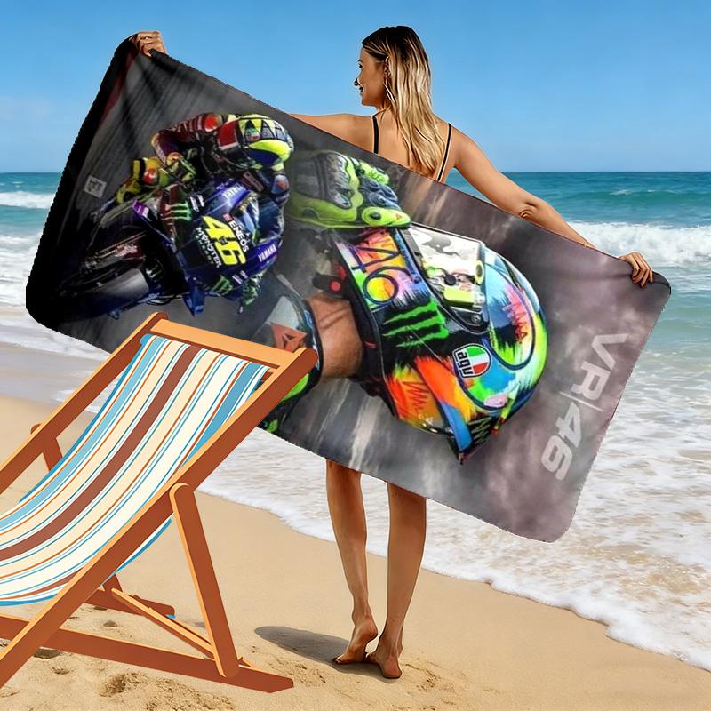 Valentino Rossi Motor Print Beach Towel, Large Soft Quick Dry Towel for Beach Camping Swimming