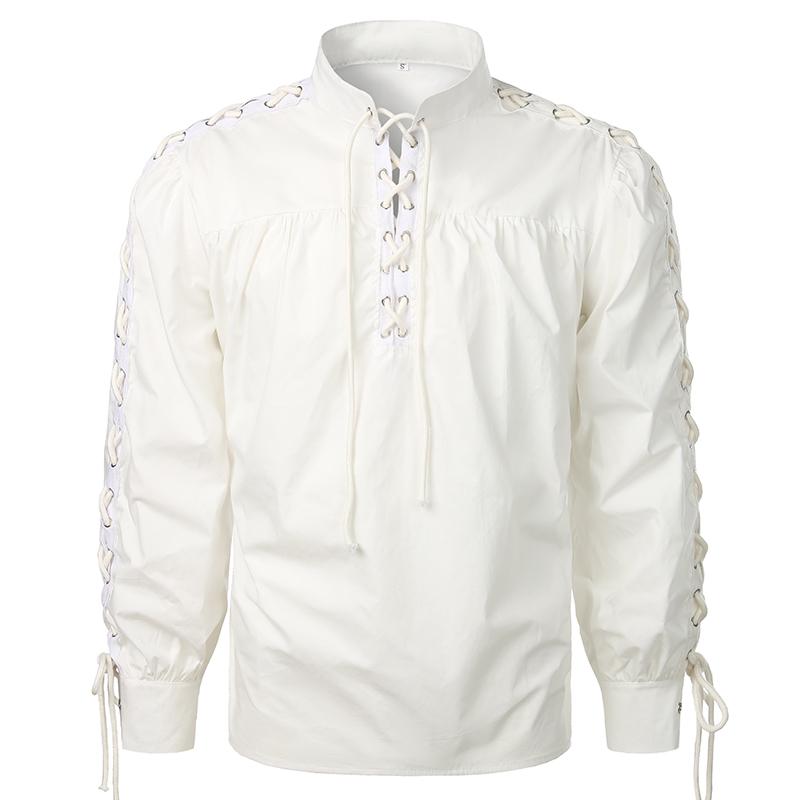 Модная классическая рубашка, средневековая пиратская рубашка, мужская повязка с длинным рукавом, готическая рубашка воина