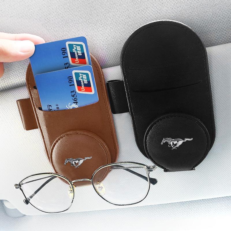 Car Leather Glasses Clip Sun Visor Multi-function Sunglasses Clip Car Accessories For Ford Focus Mondeo MK1 MK2 MK4 MK3 Fiesta ST