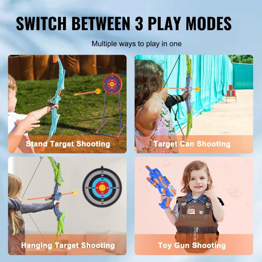 For Kids Bow and Arrow Set - 2 Pack Archery with 20 Suction Cup Arrows, Targets & Soft Bullets - Outdoor Toy for Ages 6+