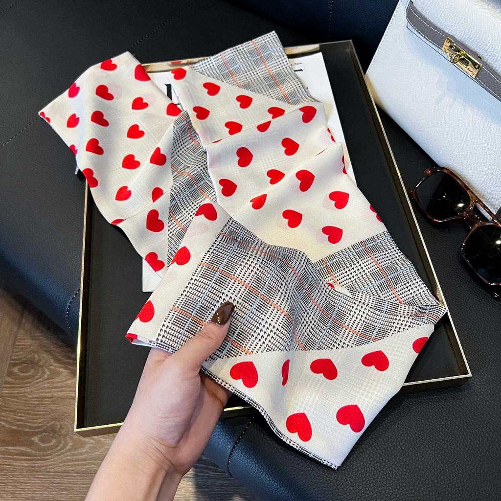 New long silk scarf women's simulation fashion versatile thin narrow scarf with shirt silk scarf Korean version small