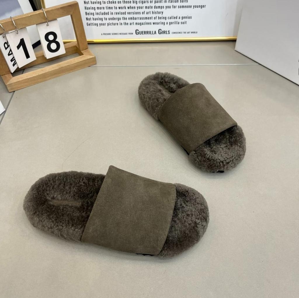 Fashion Flats Women Slippers Fur New Casual Shoes Suede 2025 Winter Open Toe Sandals Cozy Walking Slingback Woman Flip Flops Zapatos