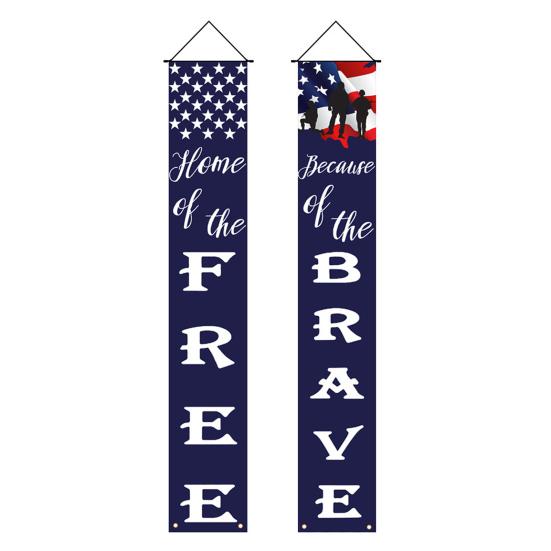 4th of July Patriotic Door Banners Outdoor Patriotic American Flag Hanging Porch Sign for Independence Day Memorial Day Decor