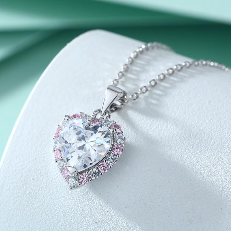Bague Ringen Роскошный кулон из муассанита 2 карата для женщин с сертификатом Gra в форме сердца, сверкающее бриллиантовое ожерелье, однотонное серебро 925 пробы, ювелирные изделия