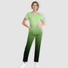 Women's Short Sleeve V Neck Gradation Chest Pocket Work Top Elastic Waist Pants Two Piece Work Set,3 Pockets,Scrubs Tops For Women
