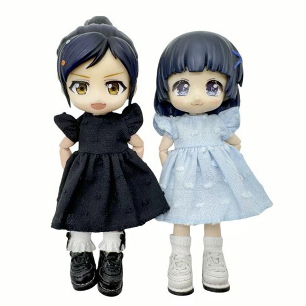 Fashion Doll Dot Dresses Accessories Tops Clothes Skirt for 1/11 OB11 Dolls/for 1/12 BJD