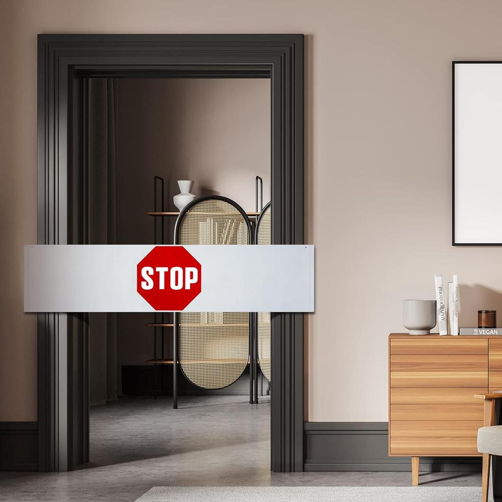 Peryiter 2 Pieces Door Guard Safety Banner 50 x 12 Inch Combination Double Sided Do Not Enter Sign for Bedroom Stop Sign Strip for Wandering