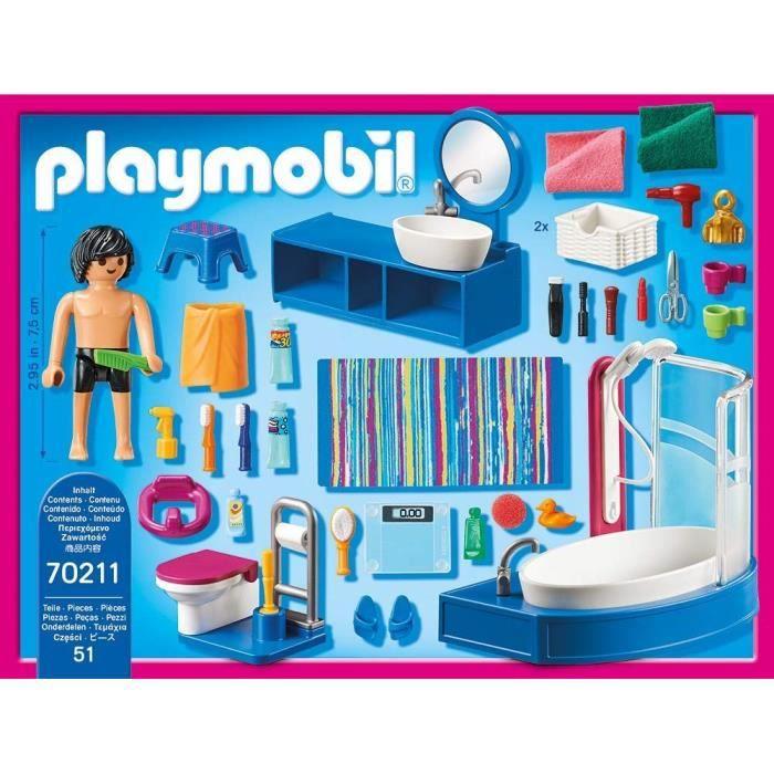 Playmobil 70211 Bathroom with Bathtub, Dollhouse Traditional House, 51 Pieces, Ages 4 and Up