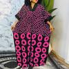 Oversized Women V Neck Half Batwing Sleeve Polka Dots Print Casual Loose Maxi Dress