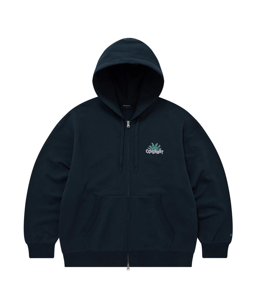 Covernat Rising Sun Graphic Zip-Up Hoodie Navy