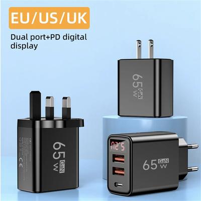 Для iPhone Samsung Xiaomi 65 Вт USB Зарядное устройство 3 порта Быстрая зарядка Адаптер питания для мобильного телефона Вилка ЕС/США/Великобритании QC3.0 Зарядное устройство Type C