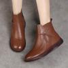 2024 зимние ботильоны из натуральной кожи, женские мягкие туфли ручной работы на плоской подошве, удобные повседневные мокасины, ботинки с боковой молнией для мам