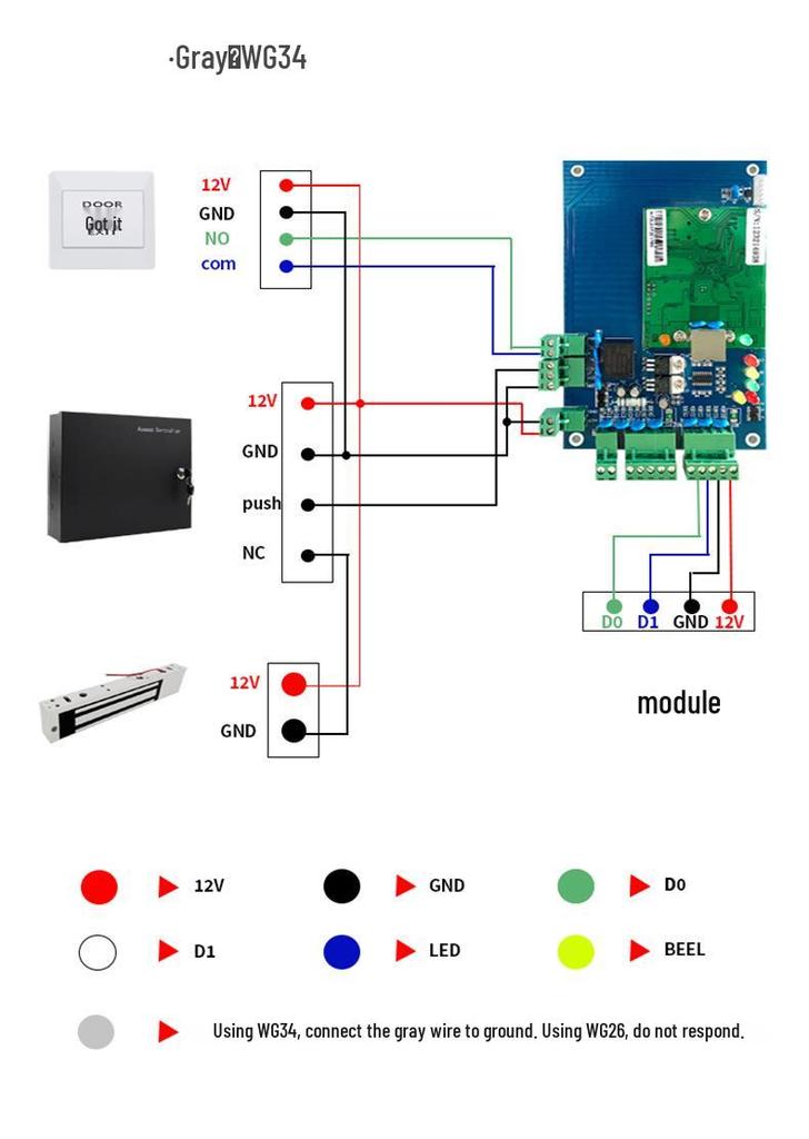 Модуль контроля доступа RFID: Считыватель карт IDIC, 125K/13.56MHz, Wiegand WG26/WG34