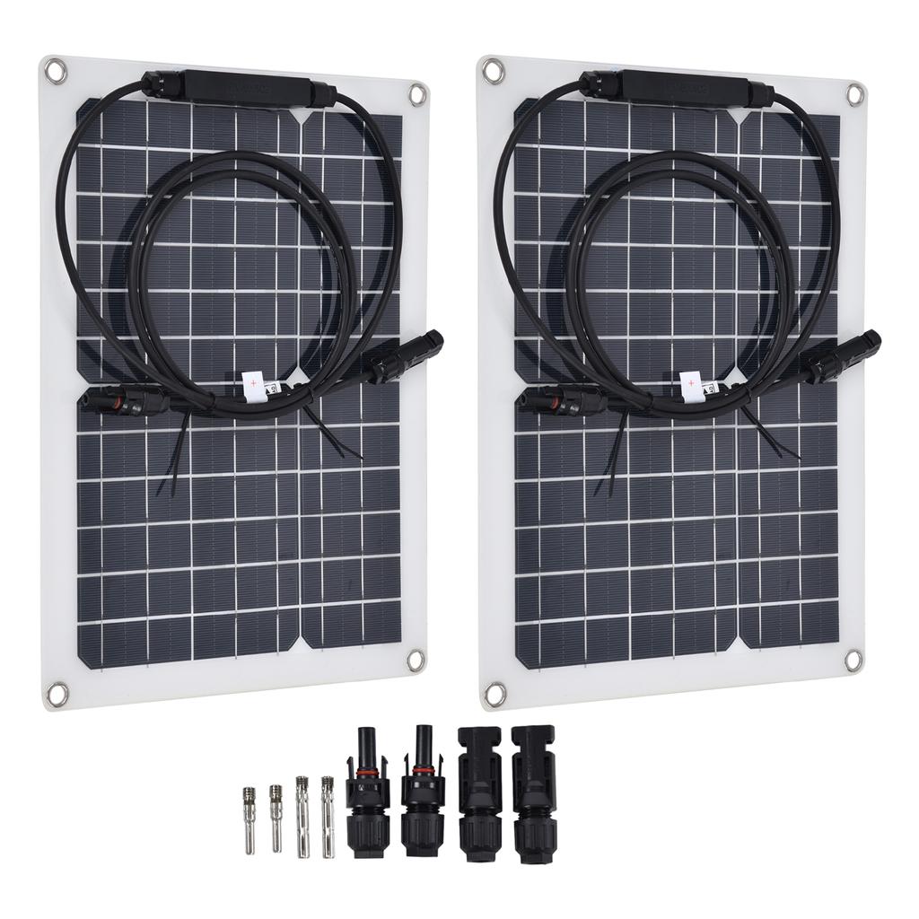 2 Pcs Solar Panels Kit 15W Portable Monocrystalline Solar Panel Charger for Outdoor Boat Caravan RV