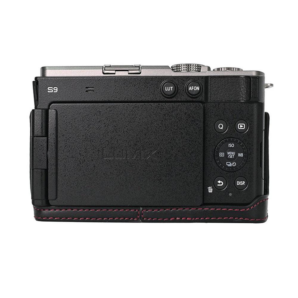 Масло Кожа Камера PU Кожа Полукорпус Чехол Для Panasonic Lumix S9 Отверстие для Батареи Нижняя Крышка
