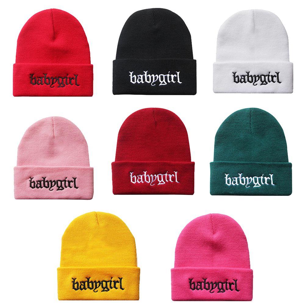 Unisex Hip hop cold cap Warm hood Embroidery Knitted hat Winter Babygirl Wool cap