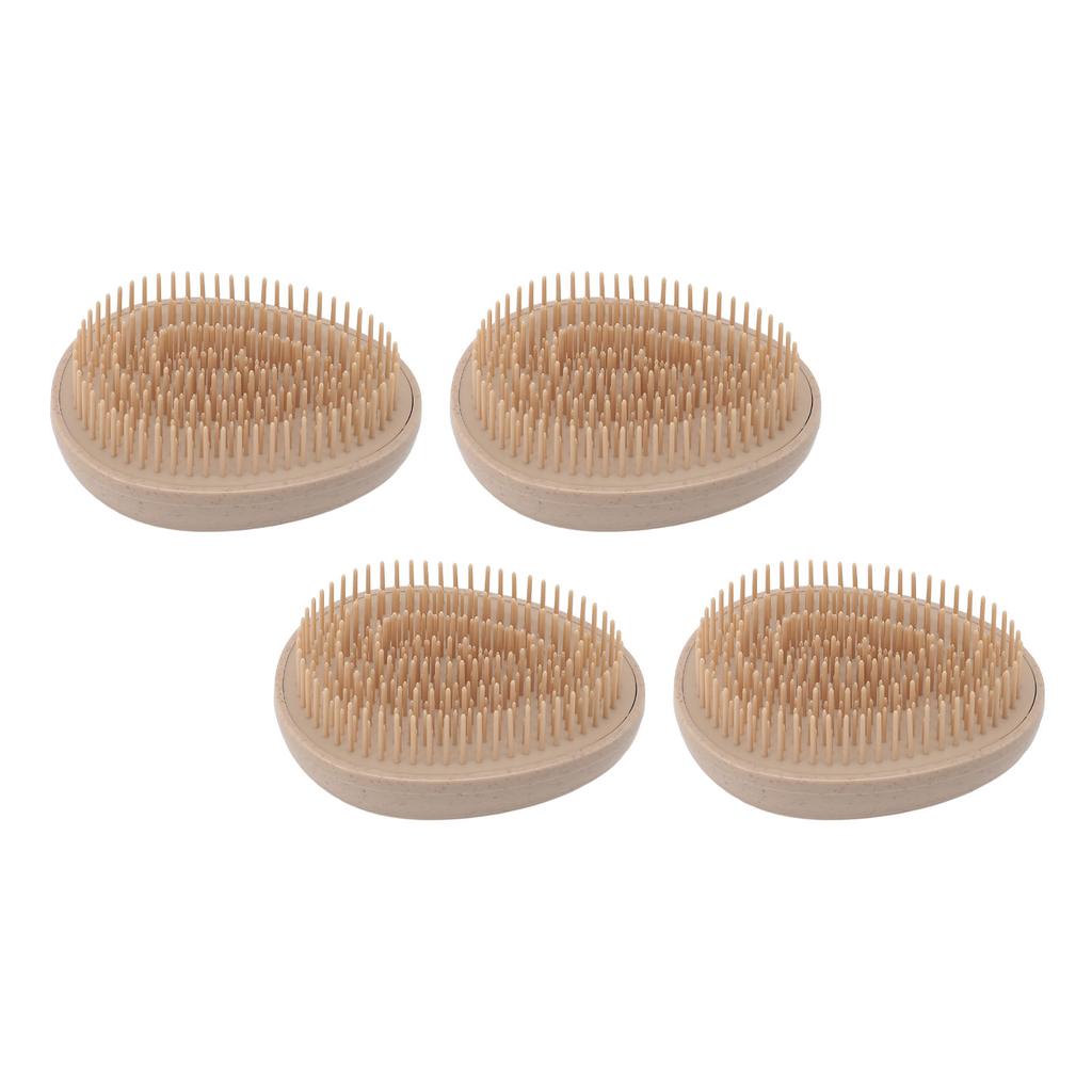 4Pcs Detangling Hairbrush Wheat Straw Soft Teeth Round Handle Dry Wet Scalp Massaging Hair Comb