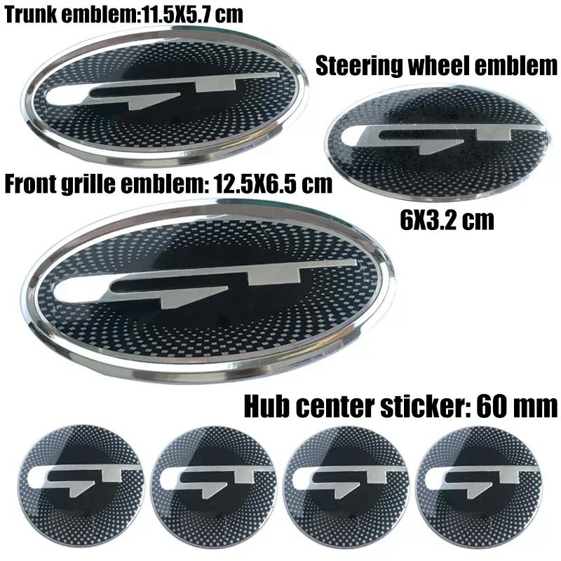 AANC1 7 Pieces Per Set GT Logo Front Hood Rear Boot Steering Wheel Auto Hub Center Sticker Emblem Badge for KIA Stinger