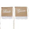 1 комплект баннеров на стулья с надписью, напечатанной на холсте, моющаяся мешковина, свадебный банкет, жених, невеста, обеденный стул, флаг с кружевом, праздничный декор