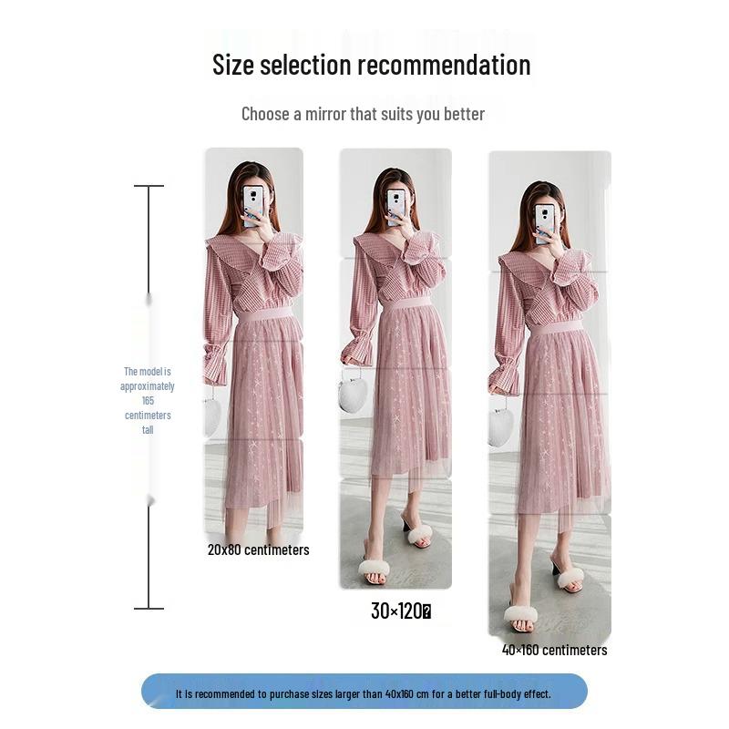 Зеркальная акриловая наклейка на стену во весь рост: Самоклеящаяся HD для ванной комнаты или дверцы шкафа.