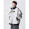 Unisex American Color Block Striped Hoodie, Heavyweight Baseball Jacket-Style Cardigan for Spring/Autumn