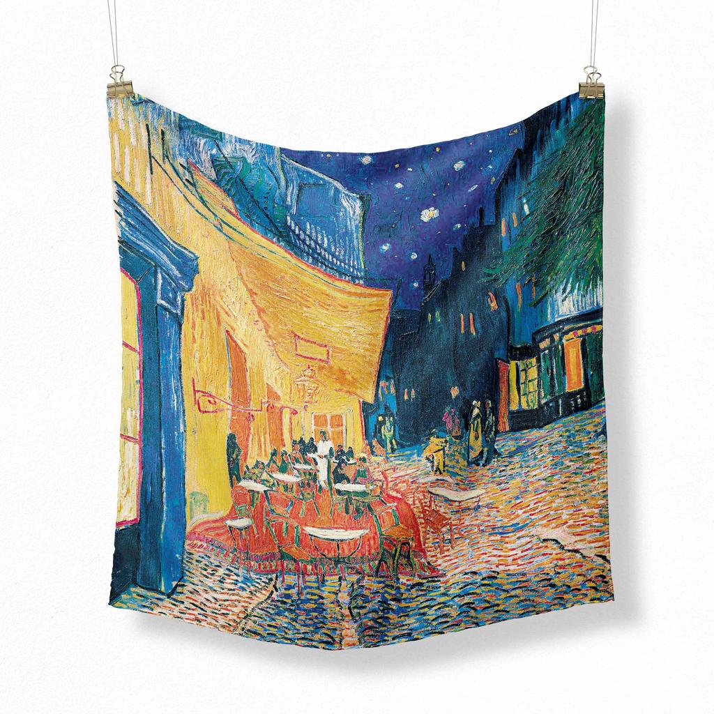 70cm Flower Oil Painting New Spring Winter Silk Scarf Men Luxury Brand Designer Fashion Scarves Plaid for Women Scarf