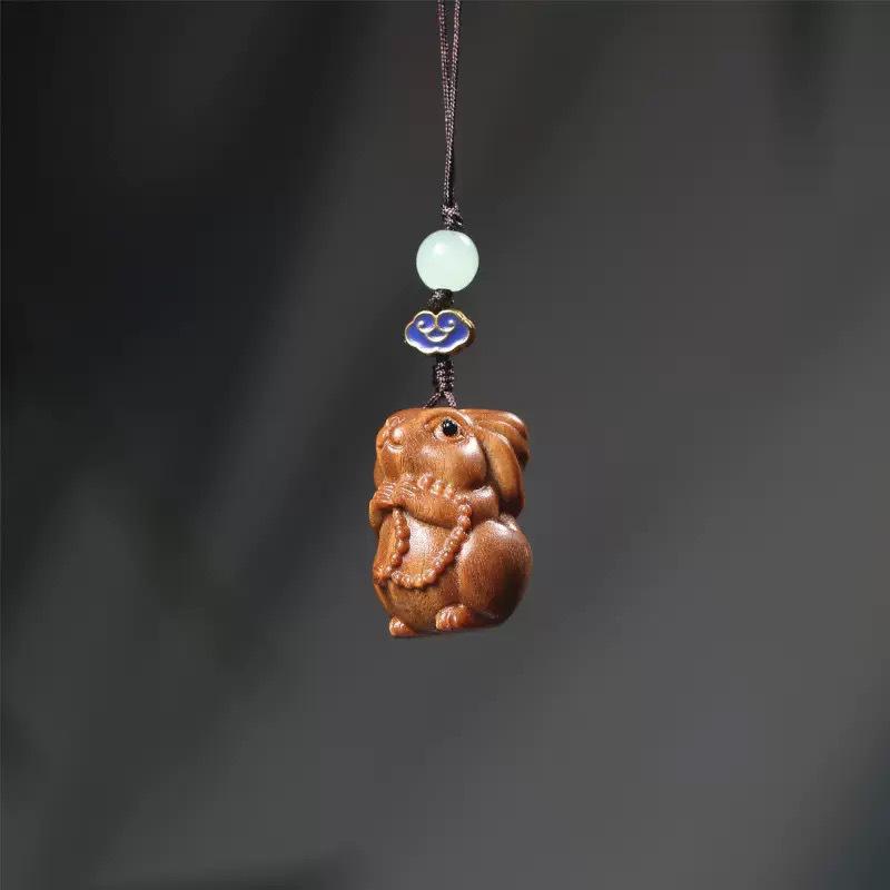 Cliff Cypress Zodiac Wood Carving Pendant Keychain