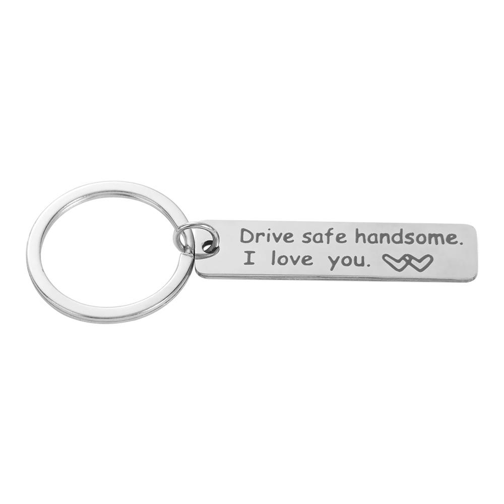 Double Sided Mirror Polishing Drive Safe Keychain Letter Keychain Anniversary