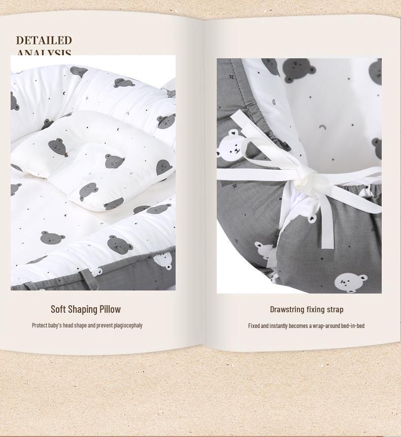 Подушка для младенца из чистого хлопка, портативная, противодавящая, и гнездо для кроватки