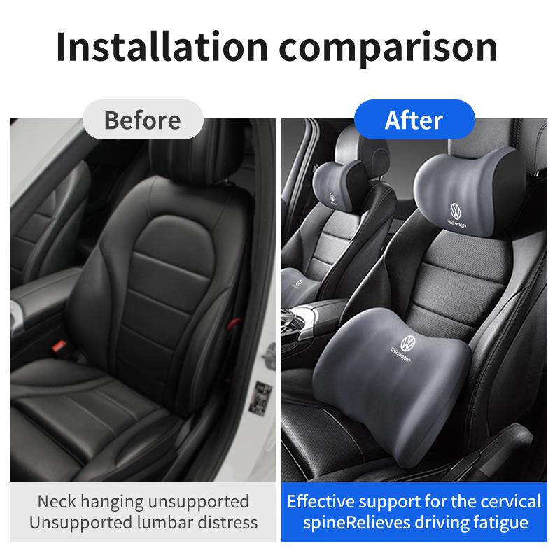 WET1 Car Seat Headrest Neck Memory Neck Rest Pillow Lumbar Support For Volkswagen VW Scirocco Passat Polo B5 B6 B7 CC Tiguan Sharan
