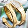 MISSFOX Fashion Snake Watches Women Luxury Gold Waterproof Quartz Watch Lady Diamond Wristwatch