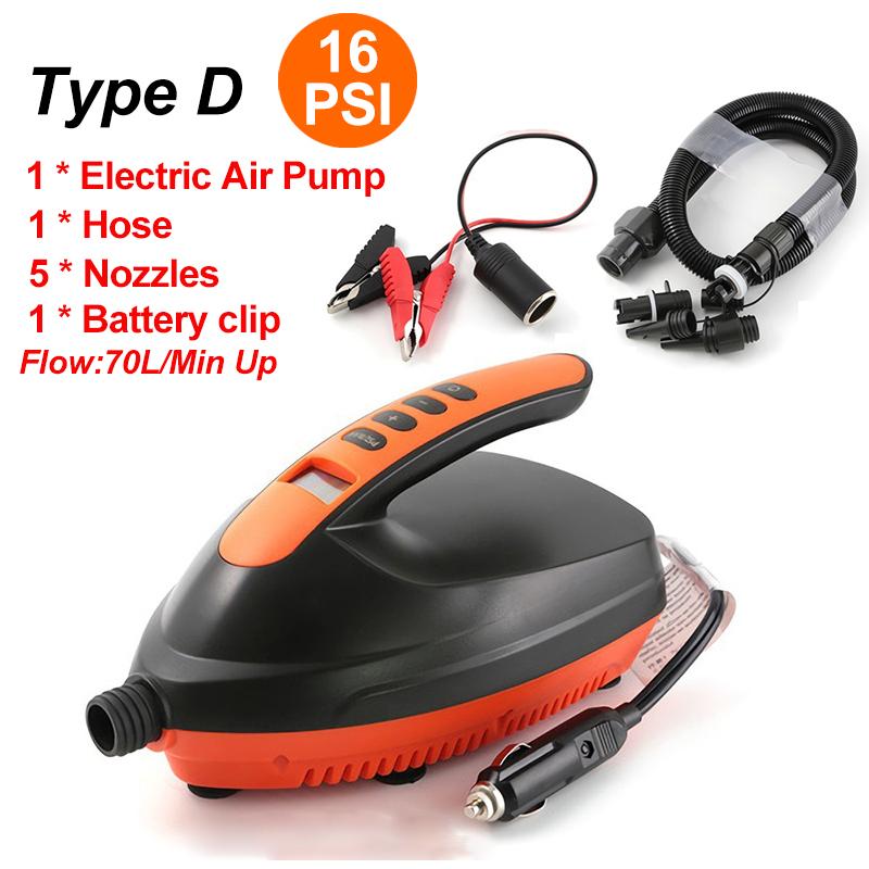 20 PSI Double Stage Electric Air Pump High Pressure Outdoor Paddle Board Pump for SUP Kayak Air Beds 12V Digital Inflatable Pump