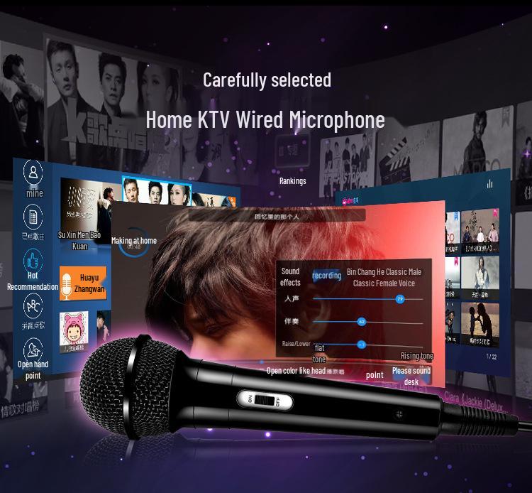 Dynamic Wired Microphone for Home KTV Singing & Tuning with Speaker Compatibility