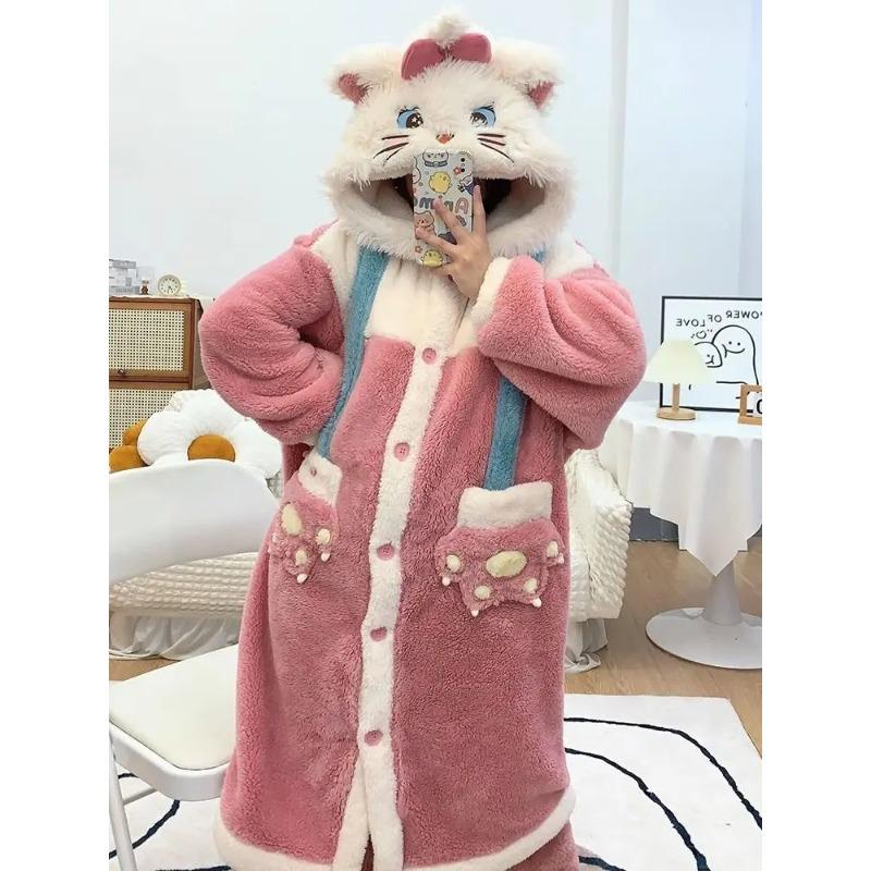 Adult Mary Cat Cosplay Costume Robe Onesie Anime Pajamas Halloween Cartoon Pajamas