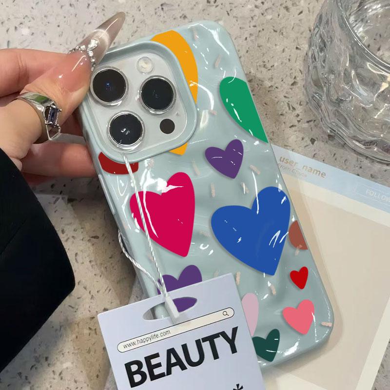 Красочный чехол-сердечко из мягкого ТПУ для iPhone 17Air 16 17 Pro 15 14 13 11 12 Pro Max 15 Plus Модный противоударный чехол