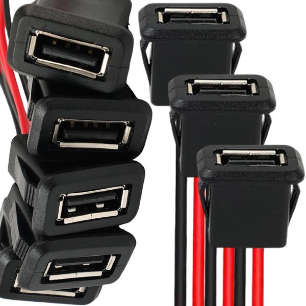 Разъем USB 2.0 Female для крепления на панель, жгут проводов, тип под пайку, USB 2.0 разъем зарядного порта для автомобиля, грузовика, камеры видеонаблюдения