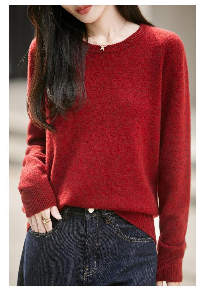 Autumn/Winter 2026 Women's Slimming Floral Silk Wool Crew Neck Sweater