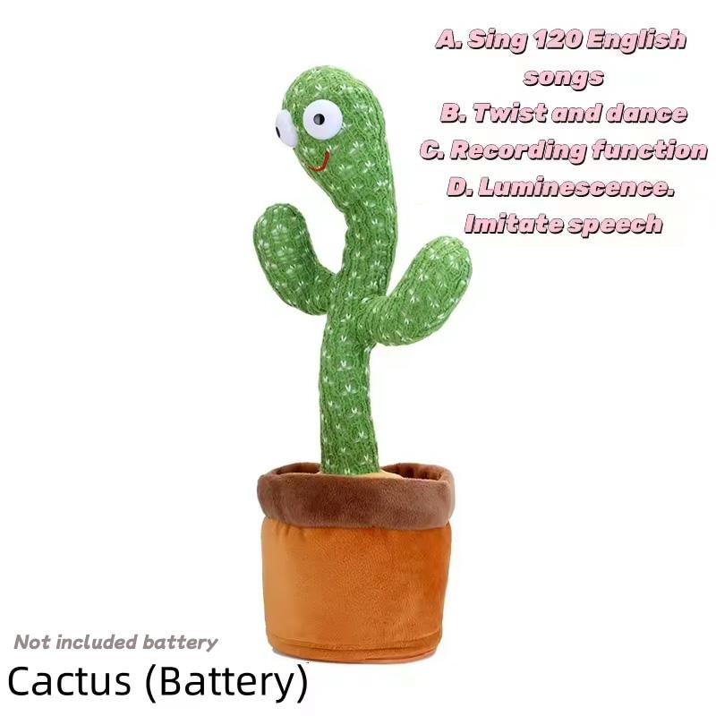 1pc Dancing Cactus Toy Repeat Talking Song Speaker Wriggle Dance Sing Talk Plushie Stuffed Interaction Decoration Education Pla