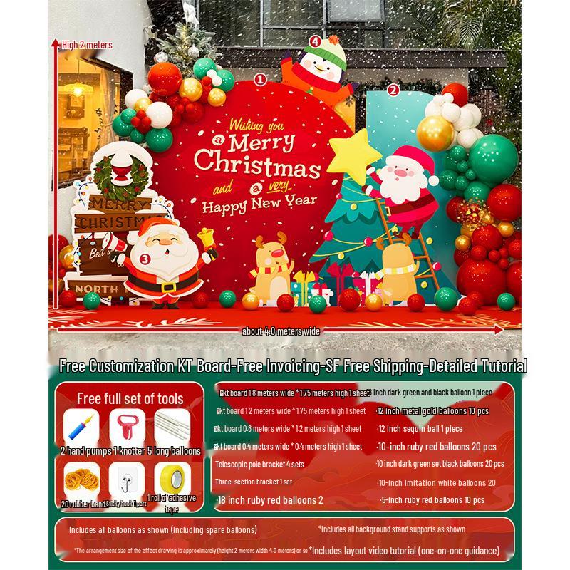 Праздничная рождественская композиция: Декор мероприятия в торговом центре с использованием шарового искусства и задника