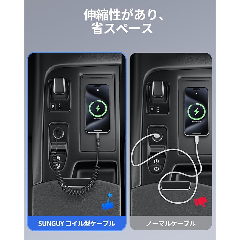 Кабель SUNGUY USB C Длина от 0,3 м до 0,8 м, быстрая зарядка до 3 А, телескопический, тип C, катушка для передачи данных USB2.0, материал PU, высокая прочность, USB-A