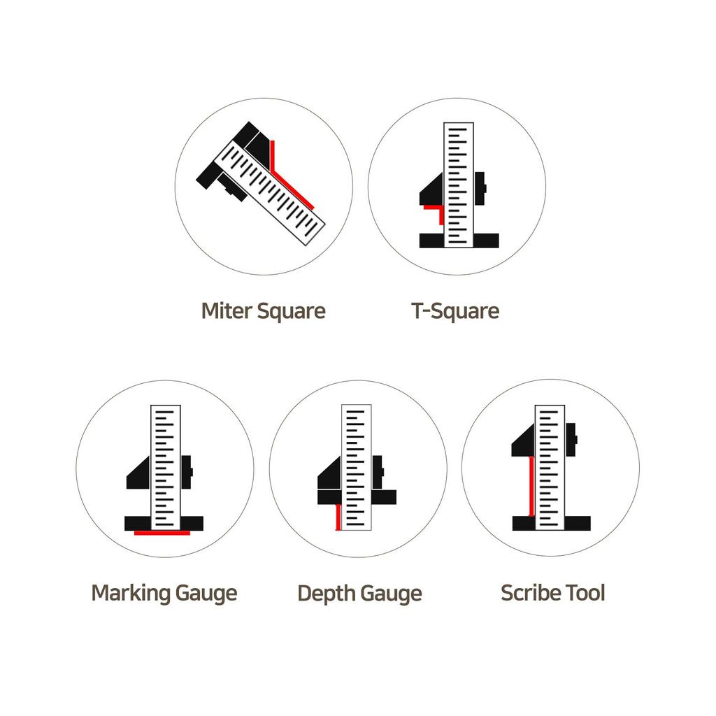 Woodraphic Professional Dual Function Vernier Caliper for Measuring and Marking with Two Aluminum Steel Framing Tools S Size