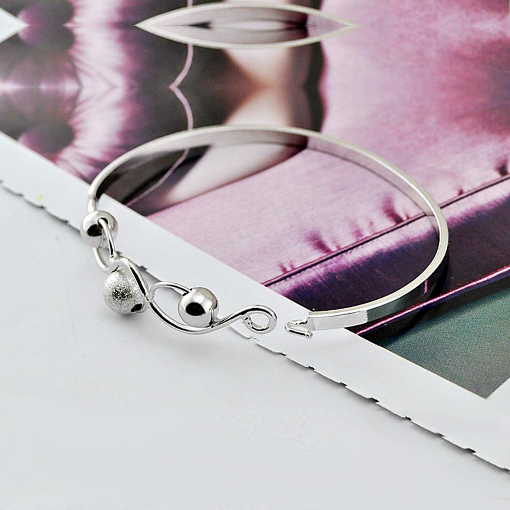 Solid 925 Sterling Silver Bangle for Women Elegant Bead Design Silver Bangle - Charm Jewelry Anniversary Gift