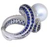 Xiaomi Huitan Newly-Designed Luxury Party Ring for Women Gorgeous Bright Blue CZ Jewelry Simulated Pearl Accessories for Anniversary