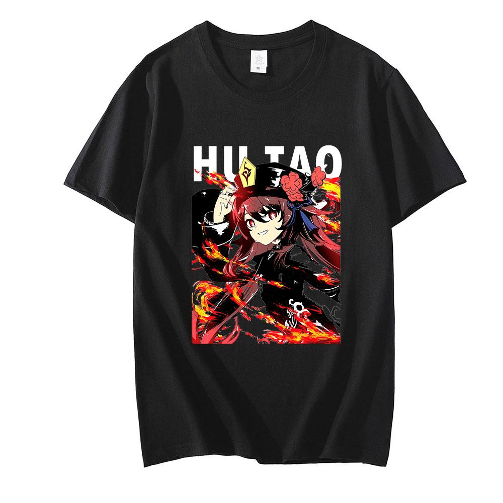 Genshin Impact Hu Tao Забавная футболка с графическим рисунком для мужчин Kawaii Harajuku уличная футболка милая аниме унисекс модная футболка хип-хоп футболка мужская