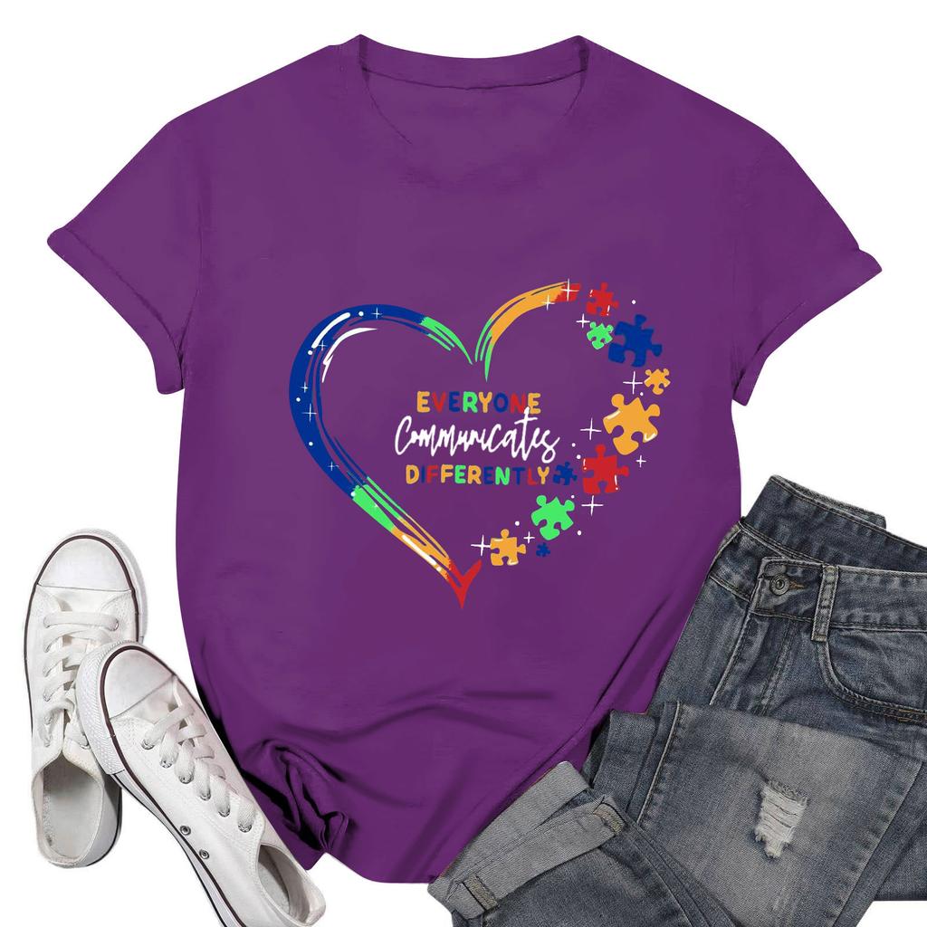 Женская повседневная футболка с принтом, пуловер с круглым вырезом, топ с короткими рукавами