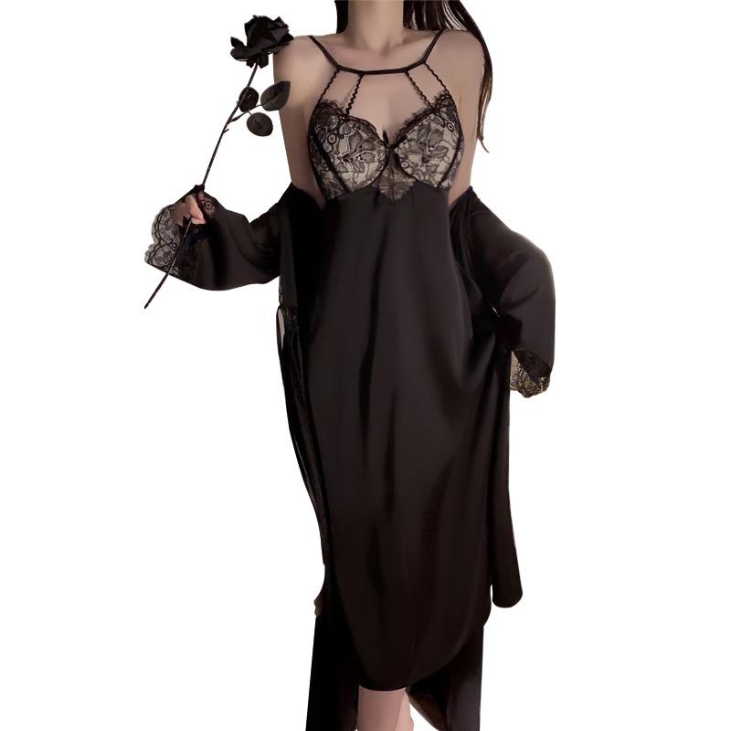 Women's Lace Padded Cami Sleep Dress with Robe Lounge Pajama Set