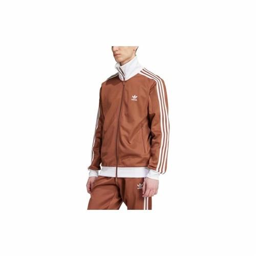 adidas Оригинальная полосатая ретро спортивная куртка с длинным рукавом для мужчин, коричневая