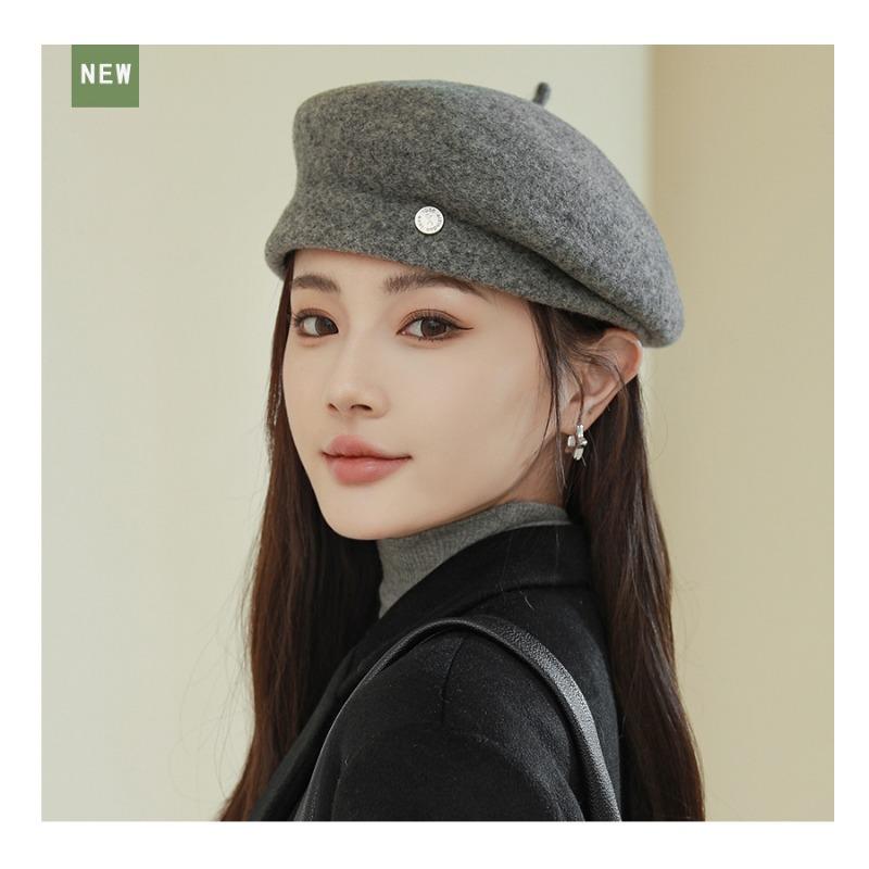 Легкий роскошный шерстяной берет для детей, демонстрирующий их лицо осенью зимой, маленькая модная шляпа художника, ретро-шляпа-бутон