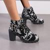 Fashion 2024 New Fashion Round Toe Women's Boots, Versatile Spring and Autumn Mid-calf Side Zipper Printed Comfortable Women's Boots
