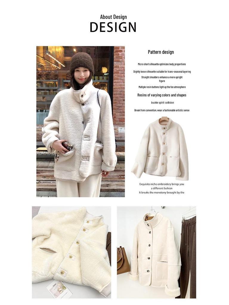 New Reversible Wool Blend Lambswool Suede Jacket with Stand Collar